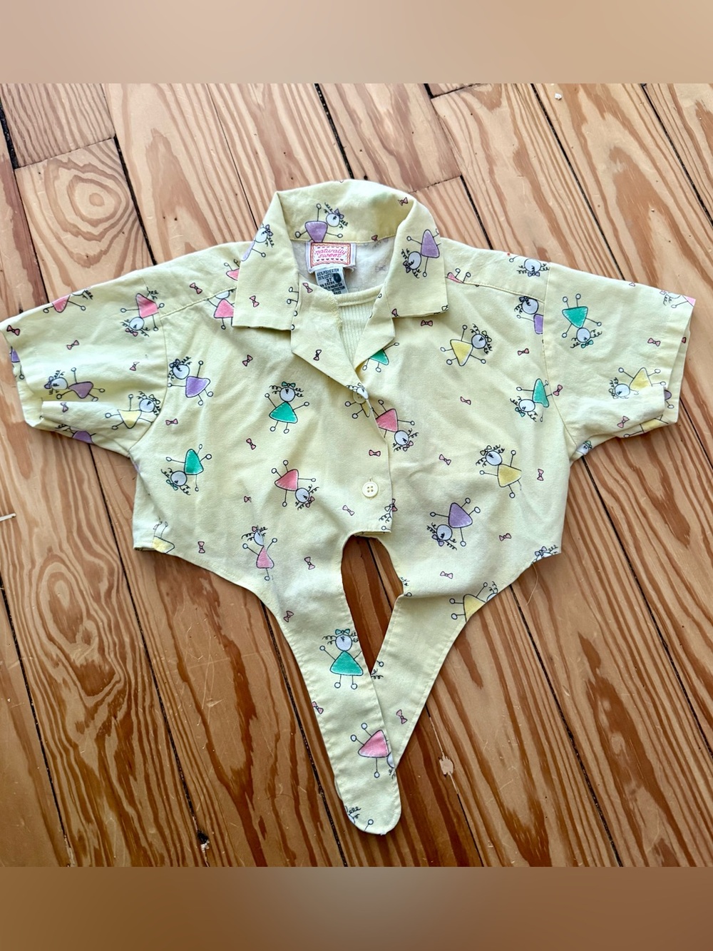 Vintage 3T Yellow Cropped TieTop